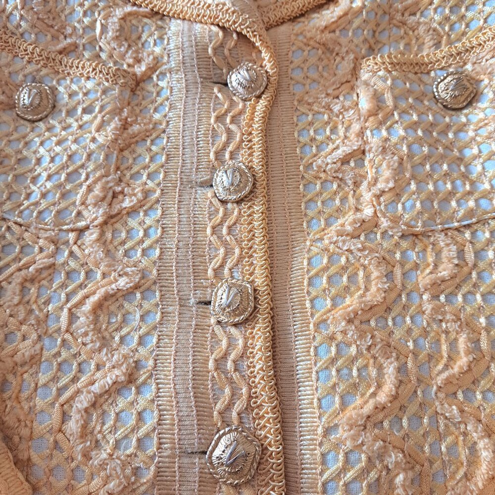 Vintage VERTIGO Rayon Cotton Blend Jacket Mini Skirt Suit Made in France Size M - Picture 8 of 15